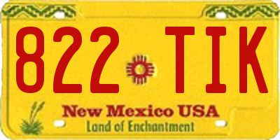 NM license plate 822TIK