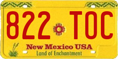 NM license plate 822TOC