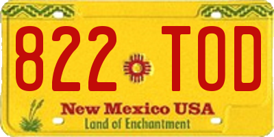 NM license plate 822TOD