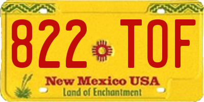 NM license plate 822TOF