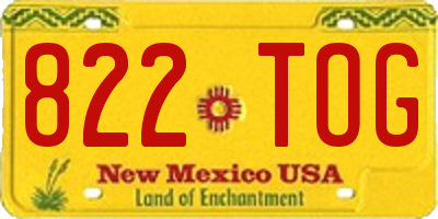 NM license plate 822TOG