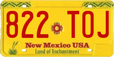 NM license plate 822TOJ