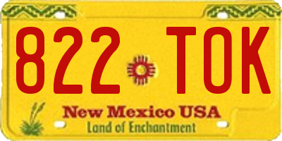 NM license plate 822TOK