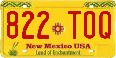 NM license plate 822TOQ