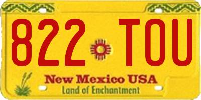 NM license plate 822TOU
