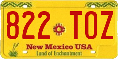 NM license plate 822TOZ
