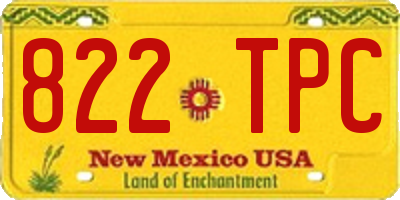 NM license plate 822TPC