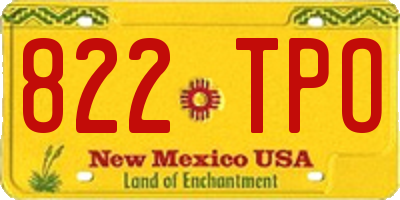 NM license plate 822TPO