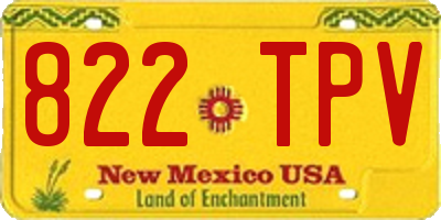 NM license plate 822TPV