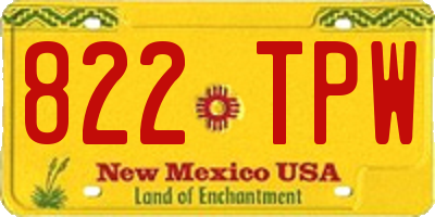 NM license plate 822TPW