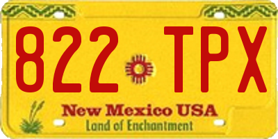 NM license plate 822TPX