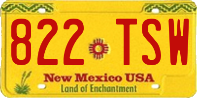 NM license plate 822TSW