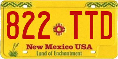 NM license plate 822TTD