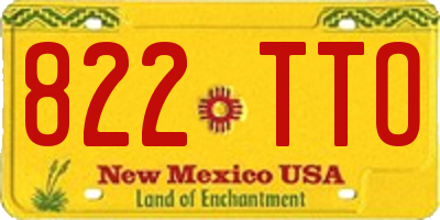 NM license plate 822TTO