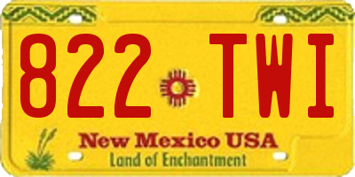 NM license plate 822TWI