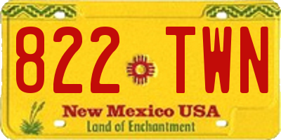 NM license plate 822TWN