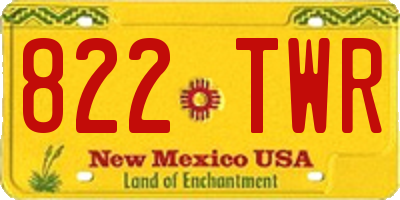 NM license plate 822TWR
