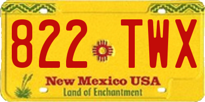 NM license plate 822TWX