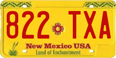 NM license plate 822TXA