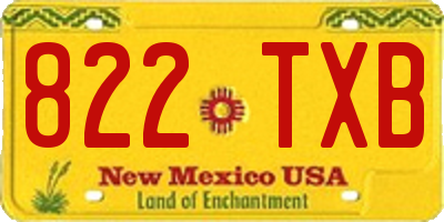 NM license plate 822TXB