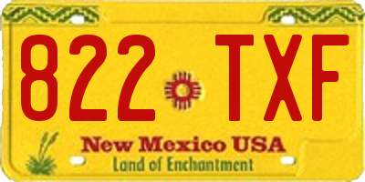NM license plate 822TXF