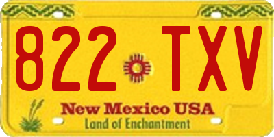 NM license plate 822TXV