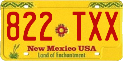 NM license plate 822TXX