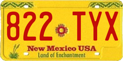 NM license plate 822TYX