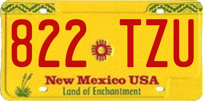 NM license plate 822TZU