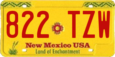 NM license plate 822TZW