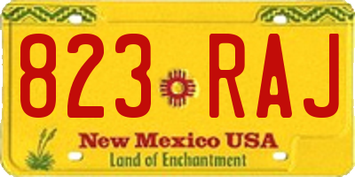 NM license plate 823RAJ