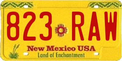 NM license plate 823RAW