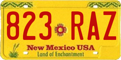 NM license plate 823RAZ