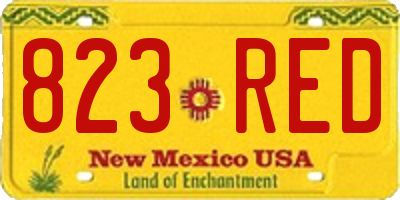 NM license plate 823RED
