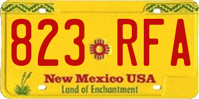NM license plate 823RFA