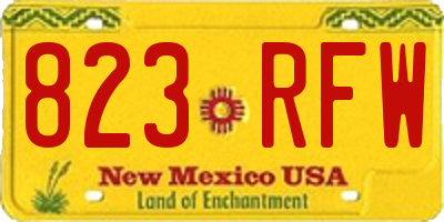 NM license plate 823RFW