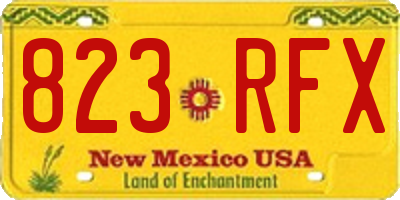 NM license plate 823RFX