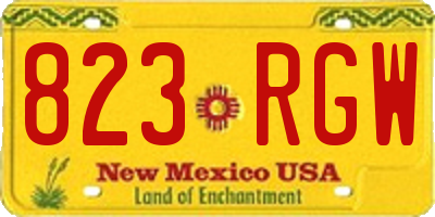 NM license plate 823RGW