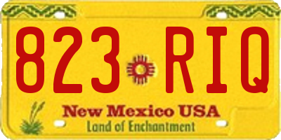 NM license plate 823RIQ