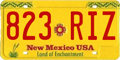 NM license plate 823RIZ