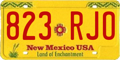 NM license plate 823RJO