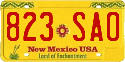 NM license plate 823SAO