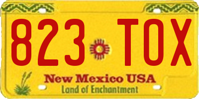 NM license plate 823TOX