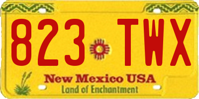 NM license plate 823TWX
