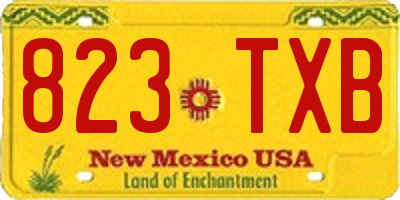 NM license plate 823TXB