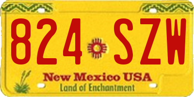 NM license plate 824SZW