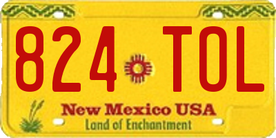 NM license plate 824TOL