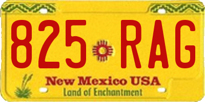 NM license plate 825RAG