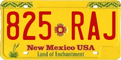 NM license plate 825RAJ