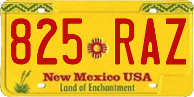 NM license plate 825RAZ